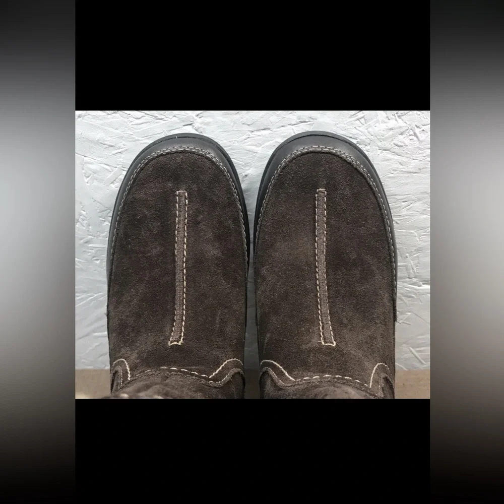 Clarks Andes Fortune Women's Boots Brown Suede Side Zip Fleece Lined Size 7W